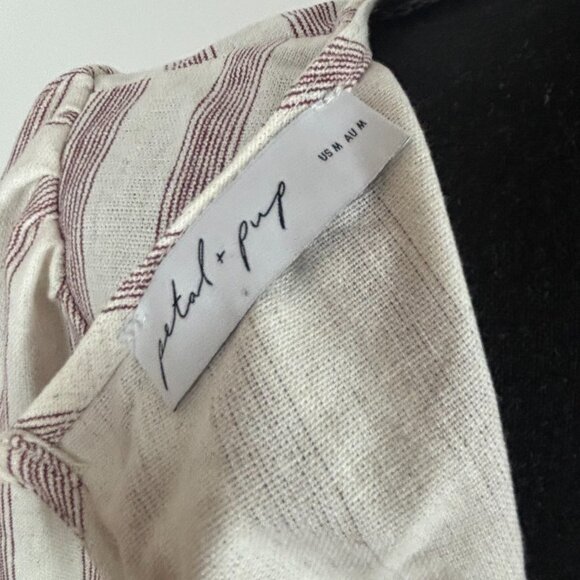 Petal & Pup Jimi Stripe Long Sleeve Maxi Dress Linen Blend Size M New - Picture 4 of 6